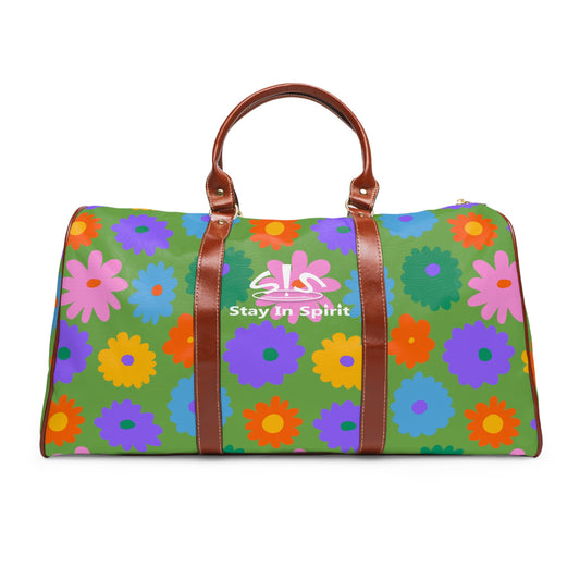 Stay In Spirit Green Flower Waterproof Travel Bag (Luxury)