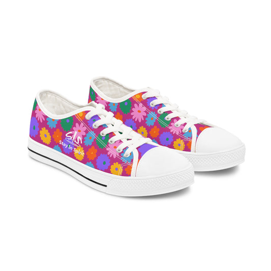 Stay In Spirit Hot Pink Flower Women's Low Top Shoes