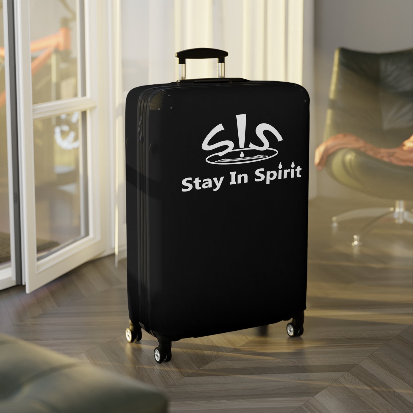 Stay In Spirit Black Luggage Cover