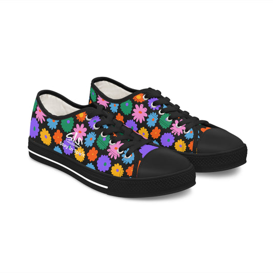 Stay In Spirit Black Flower Women's Low Top Shoes