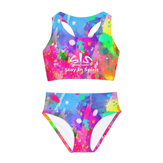 Girls Colorful Two Piece Swimsuit