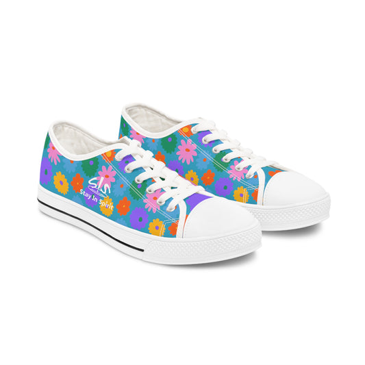 Stay In Spirit Turquoise Flower Women's Low Top Shoes