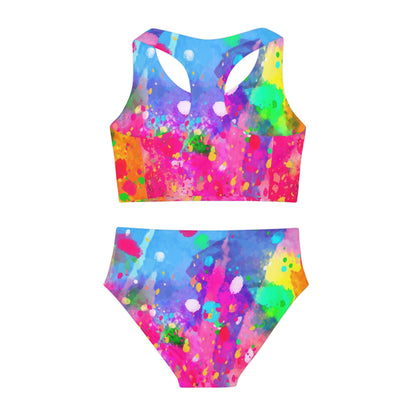 Girls Colorful Two Piece Swimsuit