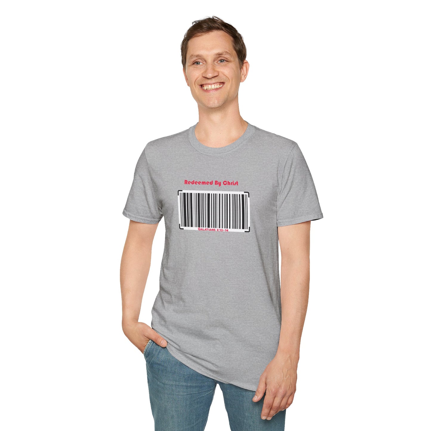 Redeemed By Christ (Red/Black) Unisex Softstyle T-Shirt