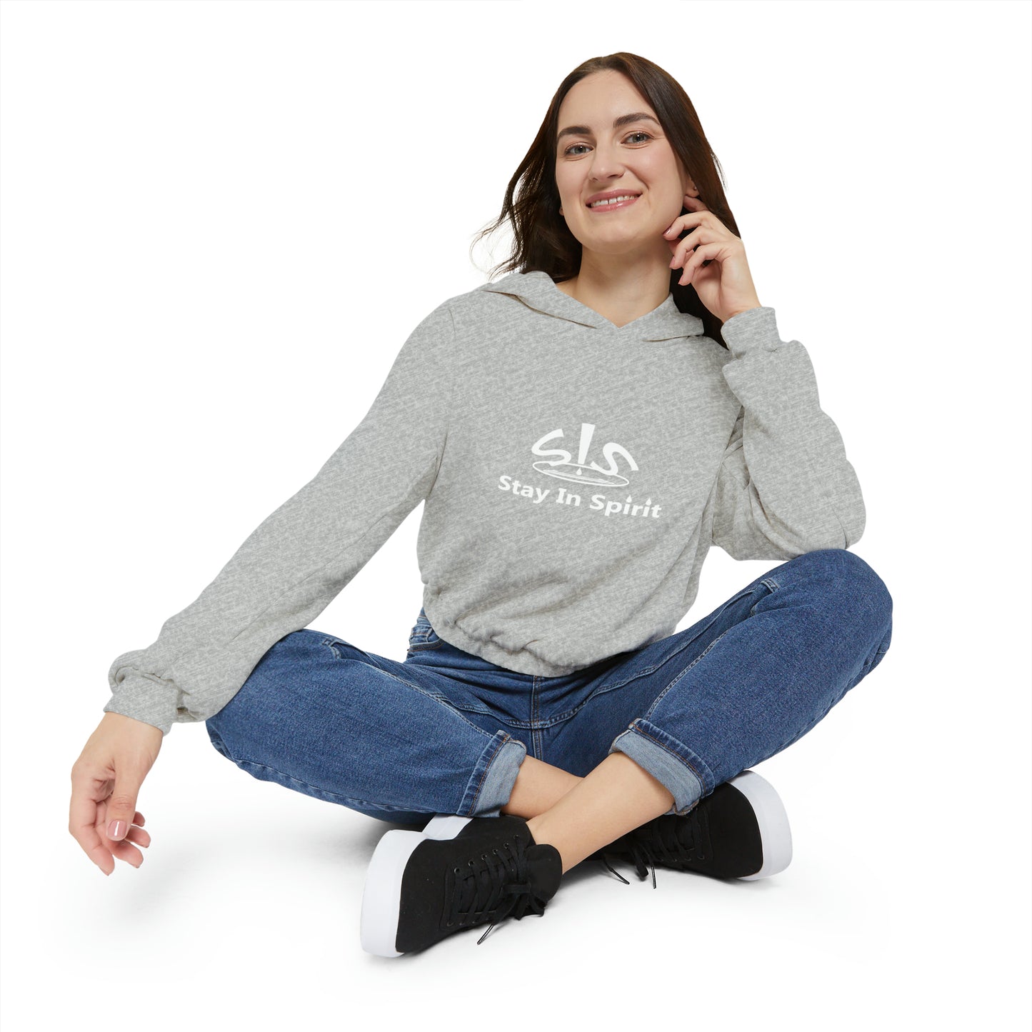 Women's Stay In Spirit White Logo Cinched Bottom Hoodie