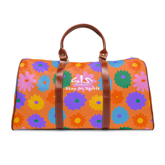 Stay In Spirit Orange Flower Waterproof Travel Bag (Luxury)