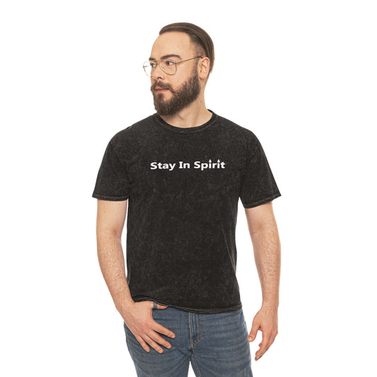 Stay In Spirit White Lettered Unisex Mineral Wash T-Shirt