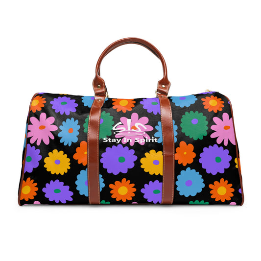 Stay In Spirit Black Flower Waterproof Travel Bag (Luxury)