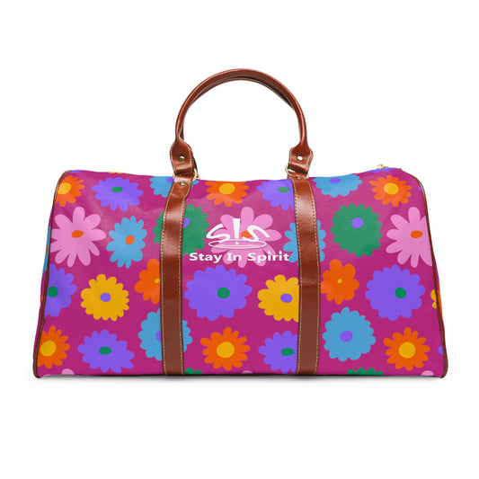 Stay In Spirit Hot Pink Flower Waterproof Travel Bag (Luxury)