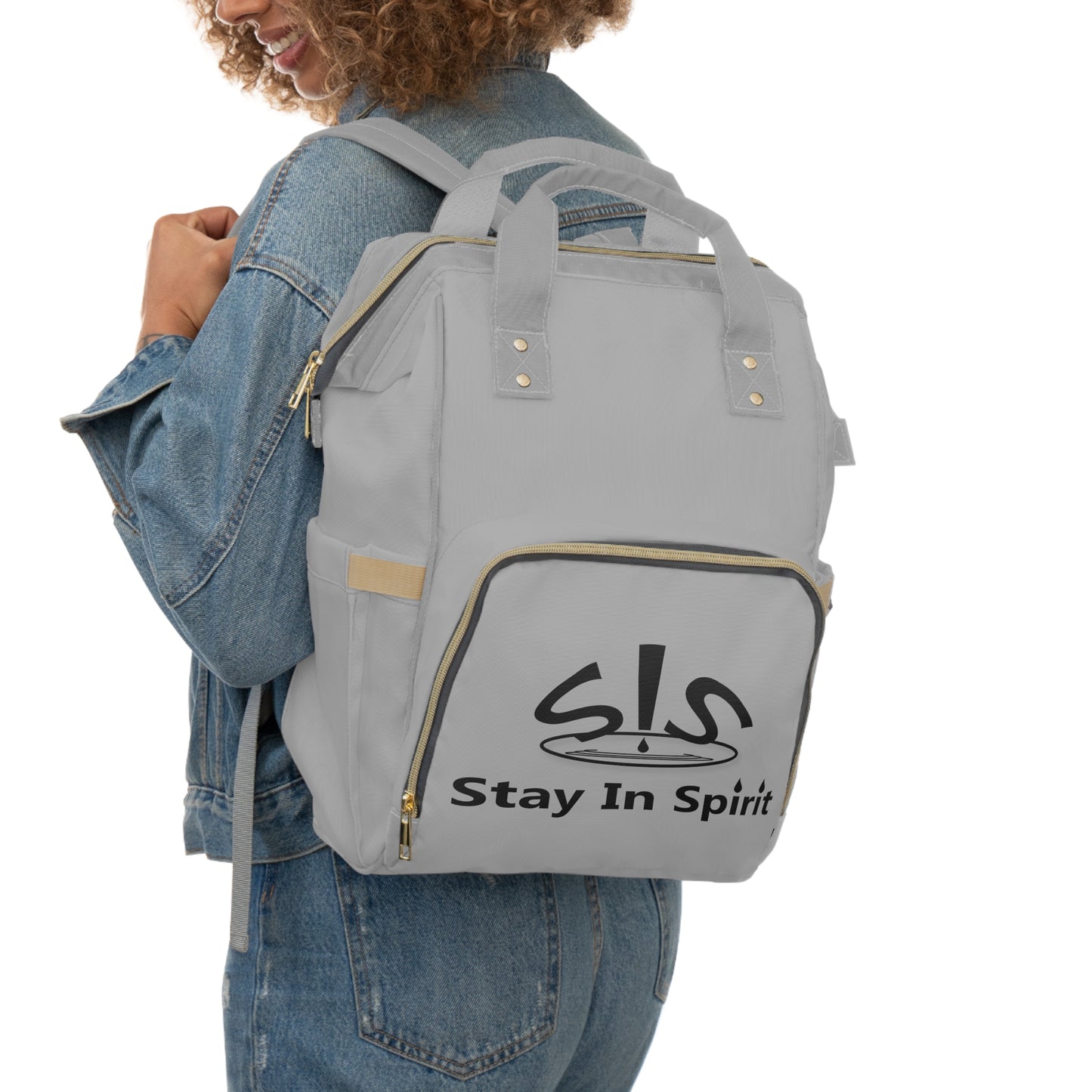 Gray Stay In Spirit Multifunctional Diaper Backpack