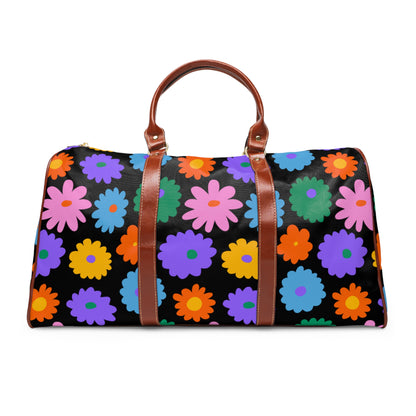 Stay In Spirit Black Flower Waterproof Travel Bag (Luxury)